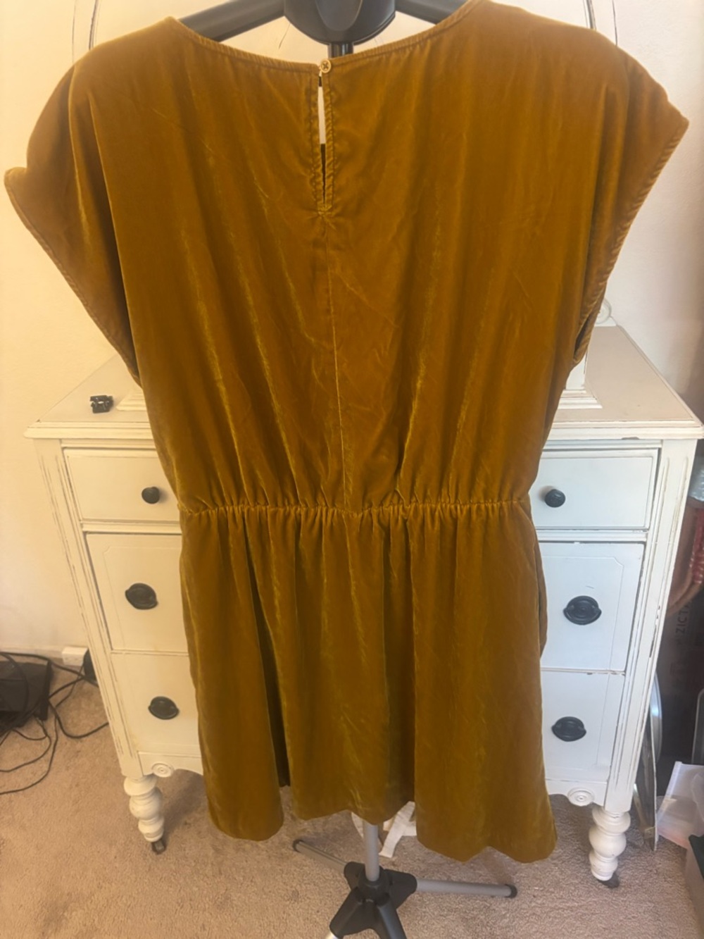 GAP Mustard Yellow Velvet Short-Sleeve Dress - Picture 6 of 6